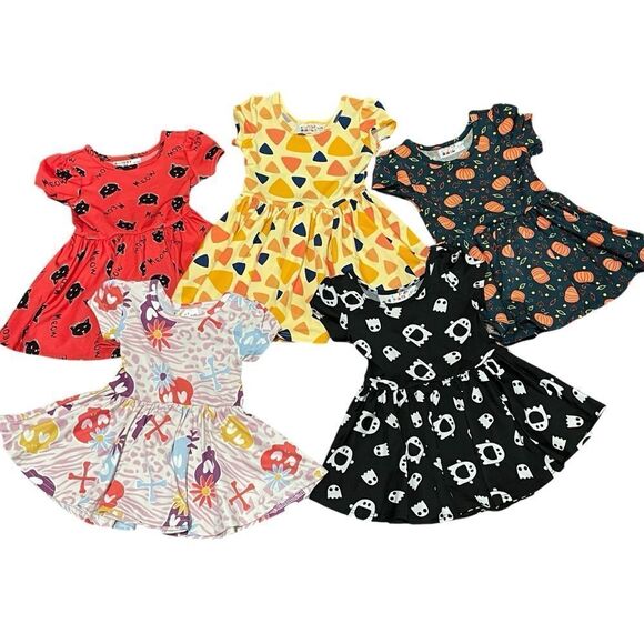 Dot Dot Smile Bundle of 5 Halloween Cap Sleeve Dresses Size 6-12 months - Picture 1 of 16